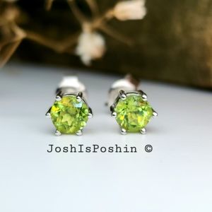 Classic natural peridot stud earrings in sterling silver
